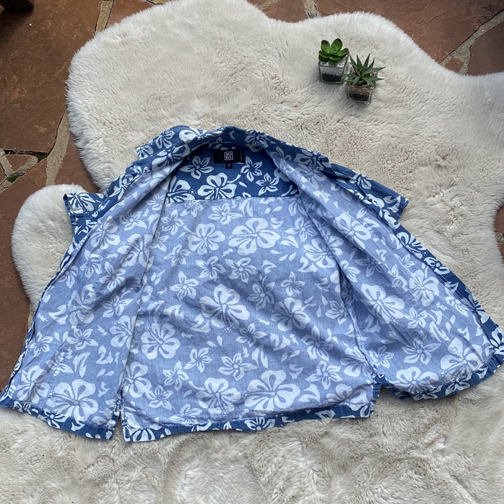 Blue Floral Kids Button Down Shirt - Picture 3 of 7
